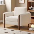 Fauteuil d'appoint rembourré blanc de 33,5 po avec pieds en noyer