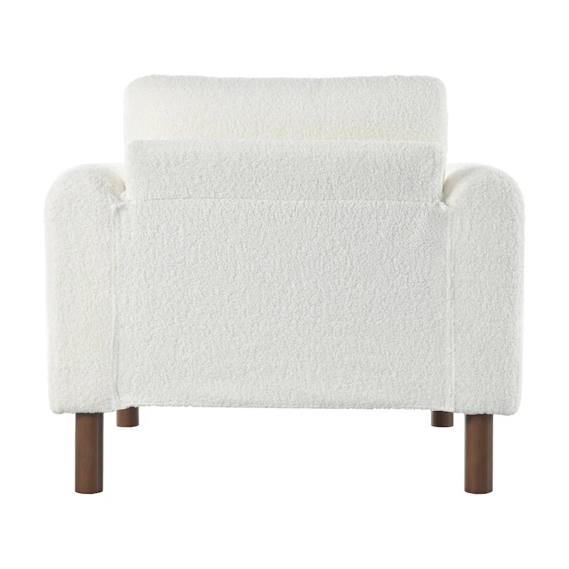 Fauteuil d'appoint rembourré blanc de 33,5 po avec pieds en noyer