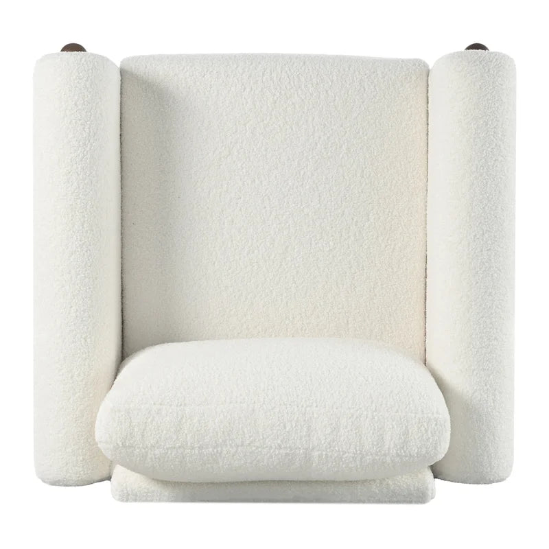 Fauteuil d'appoint rembourré blanc de 33,5 po avec pieds en noyer