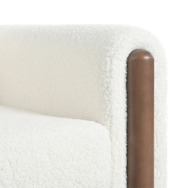 Fauteuil d'appoint rembourré blanc de 33,5 po avec pieds en noyer