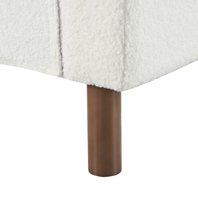 Fauteuil d'appoint rembourré blanc de 33,5 po avec pieds en noyer