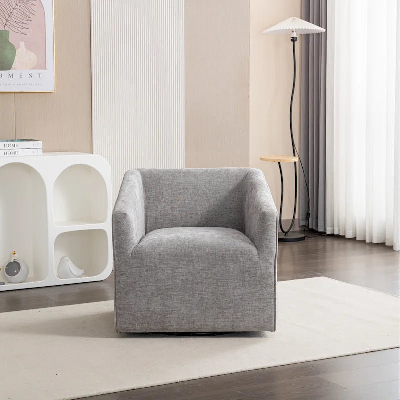 Fauteuil rembourré en chenille avec base pivotante, 31 po