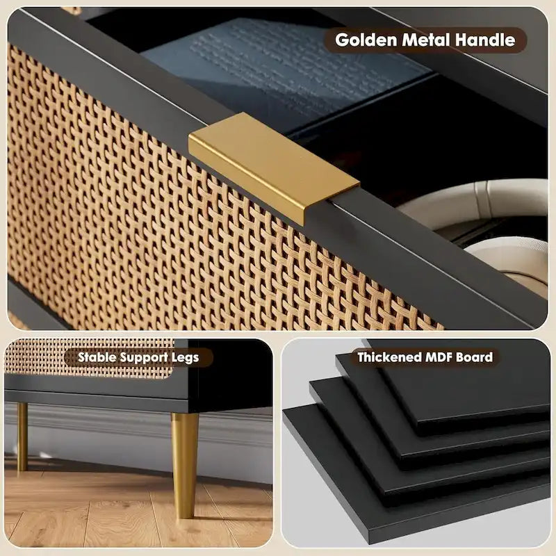 Commode à 6 tiroirs pour chambre à coucher, commode en rotin
