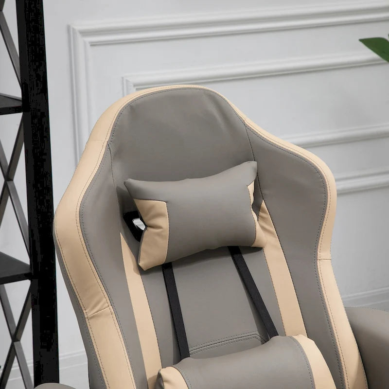 Fauteuil inclinable manuel en cuir PU avec inclinaison à 135°, repose-pieds réglable, pivotant à 360°, porte-gobelets et poches de rangement