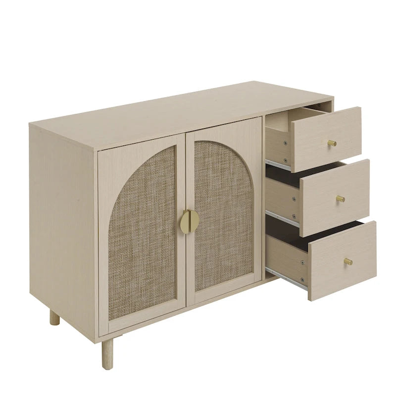 Armoire de rangement moderne à 2 portes avec 3 tiroirs et étagères réglables pour chambre, salon, bureau