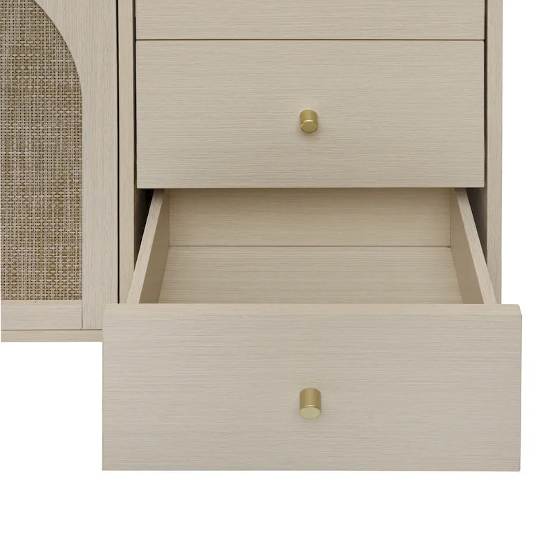 Armoire de rangement moderne à 2 portes avec 3 tiroirs et étagères réglables pour chambre, salon, bureau
