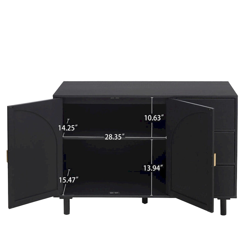 Armoire de rangement moderne à 2 portes avec 3 tiroirs et étagères réglables pour chambre, salon, bureau