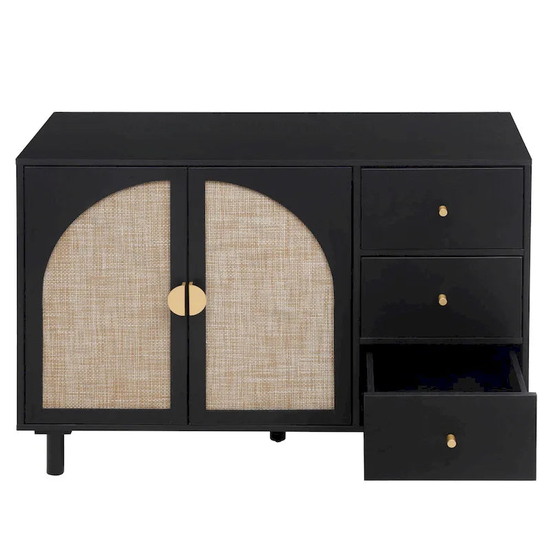 Armoire de rangement moderne à 2 portes avec 3 tiroirs et étagères réglables pour chambre, salon, bureau
