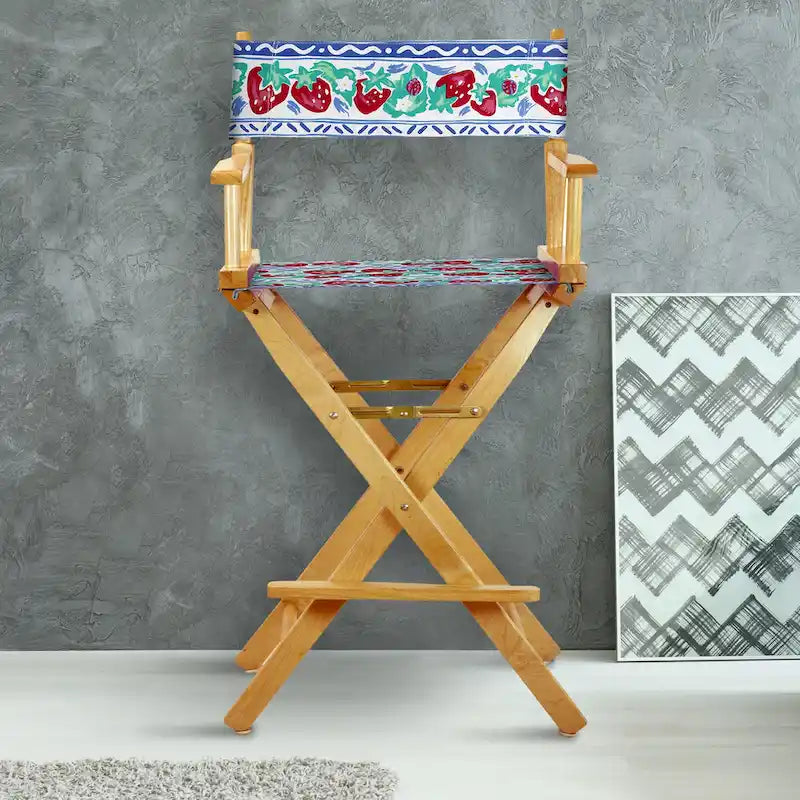 30 Director's Chair Natural Frame-Strawberry Park - 23W x 19D x 45.5H