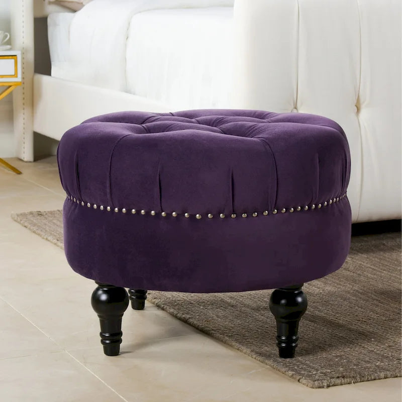 Pouf rond capitonné par