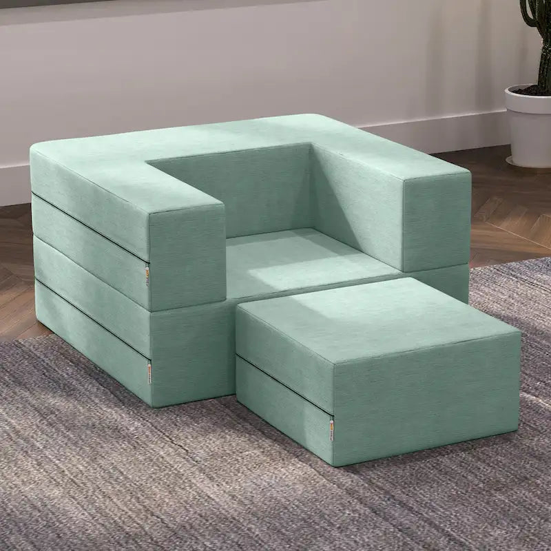 Fauteuil-lit convertible et pouf / Lit simple (deux places)