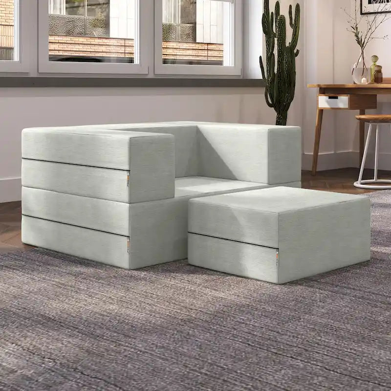 Fauteuil-lit convertible et pouf / Lit simple (deux places)