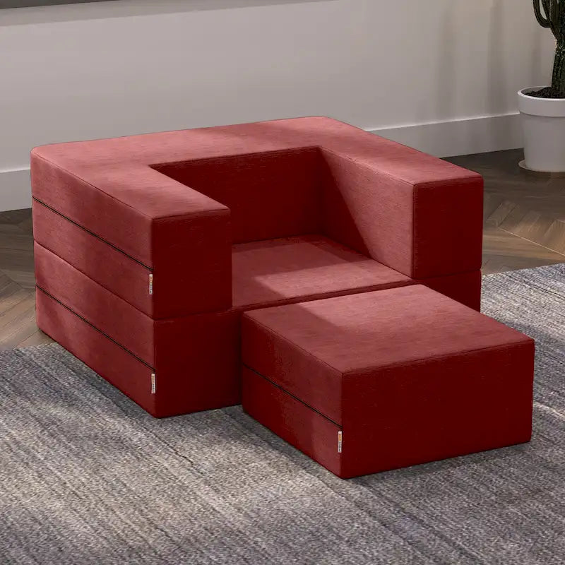 Fauteuil-lit convertible et pouf / Lit simple (deux places)