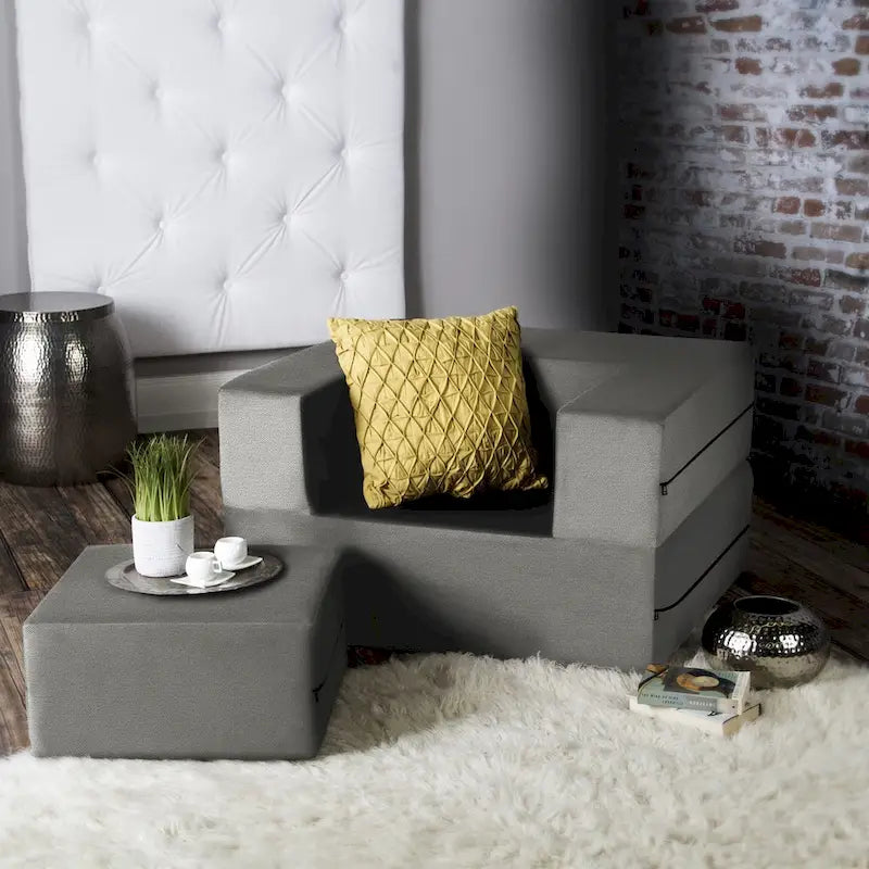 Fauteuil-lit convertible et pouf / Lit simple (deux places)