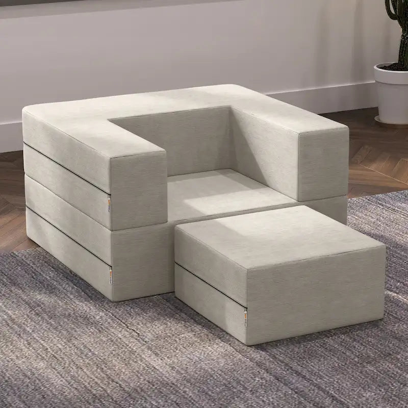 Fauteuil-lit convertible et pouf / Lit simple (deux places)