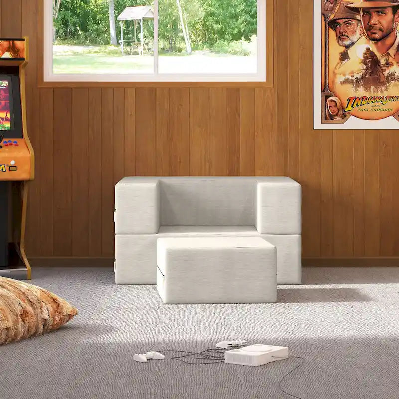 Fauteuil-lit convertible et pouf / Lit simple (deux places)