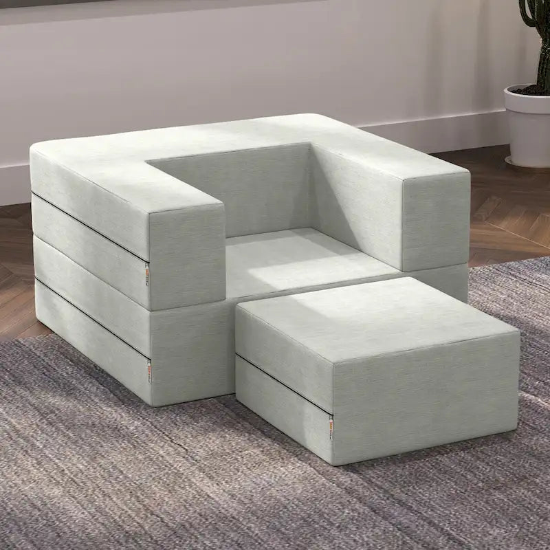 Fauteuil-lit convertible et pouf / Lit simple (deux places)