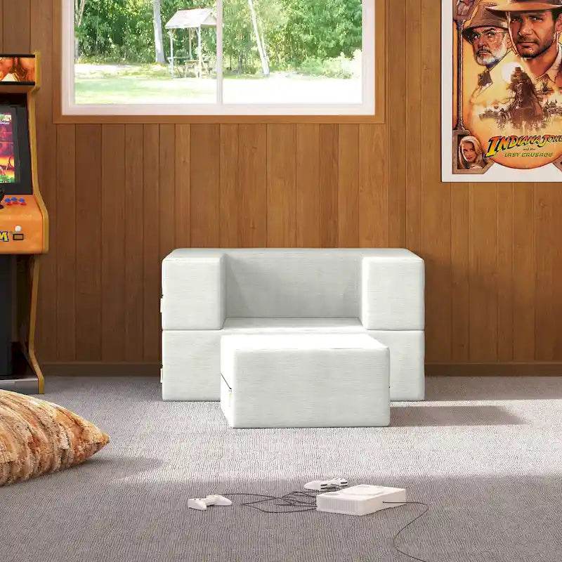 Fauteuil-lit convertible et pouf / Lit simple (deux places)