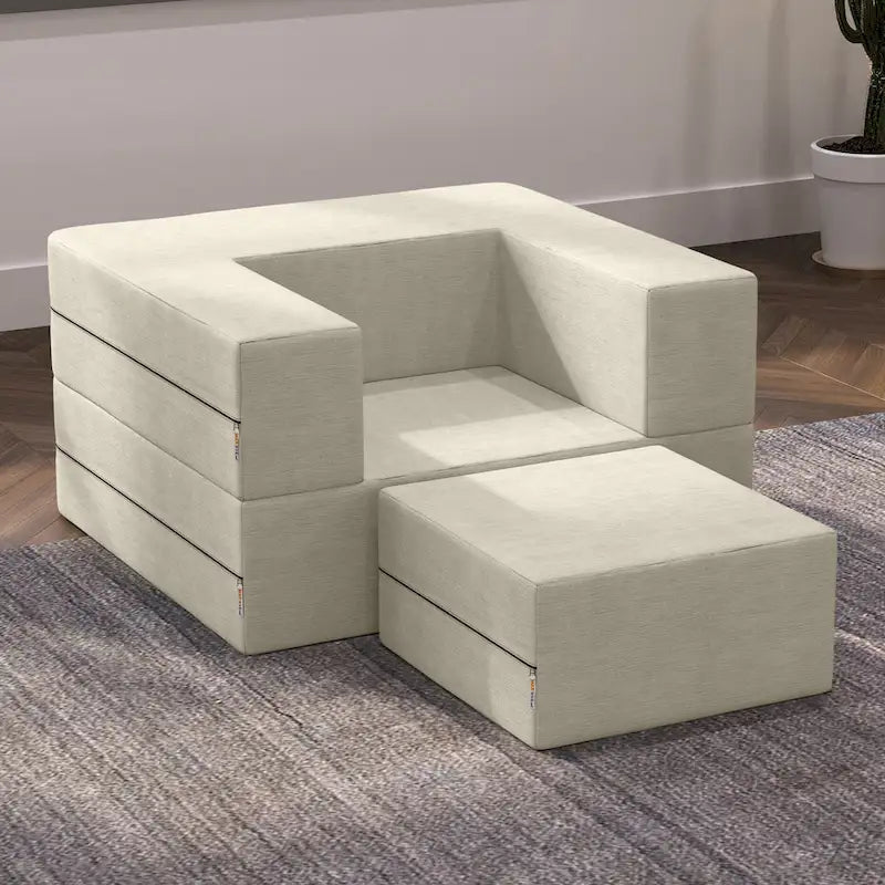 Fauteuil-lit convertible et pouf / Lit simple (deux places)