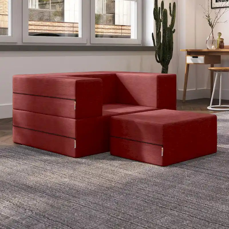 Fauteuil-lit convertible et pouf / Lit simple (deux places)