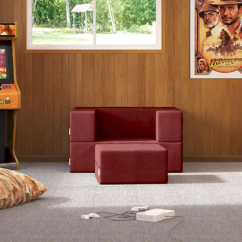Fauteuil-lit convertible et pouf / Lit simple (deux places)