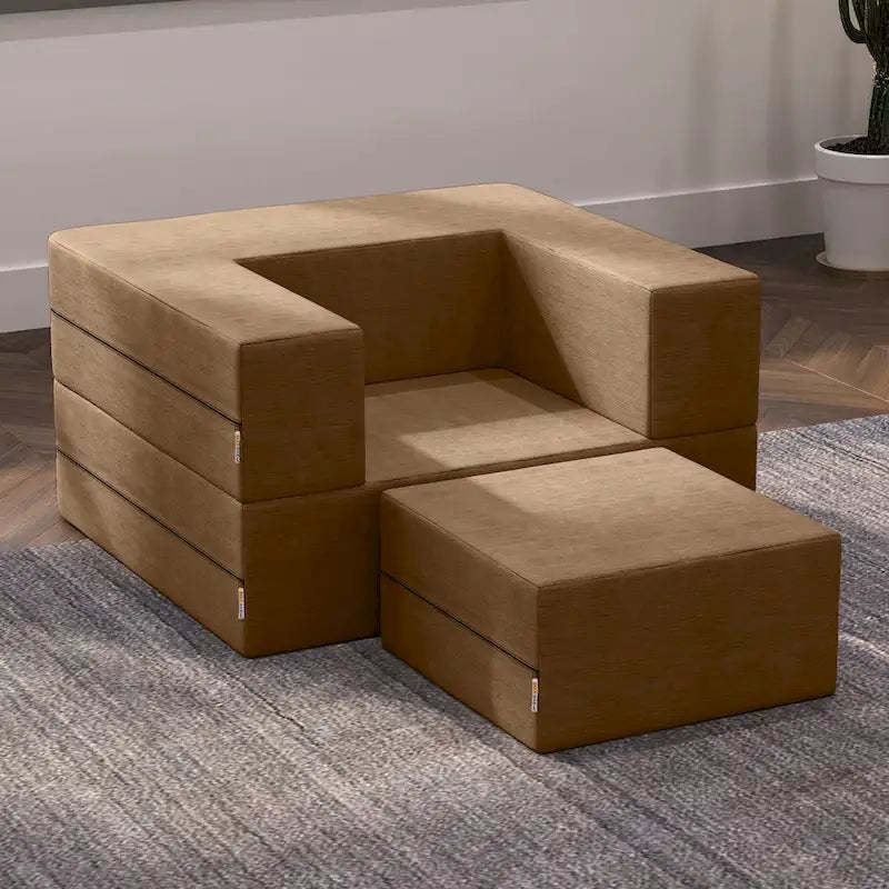 Fauteuil-lit convertible et pouf / Lit simple (deux places)
