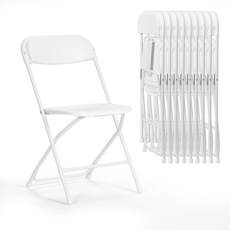 Chaise pliante en plastique, lot de 10, capacité de 158 kg pour événements, bureau, mariage, fête, pique-nique, cuisine, salle à manger