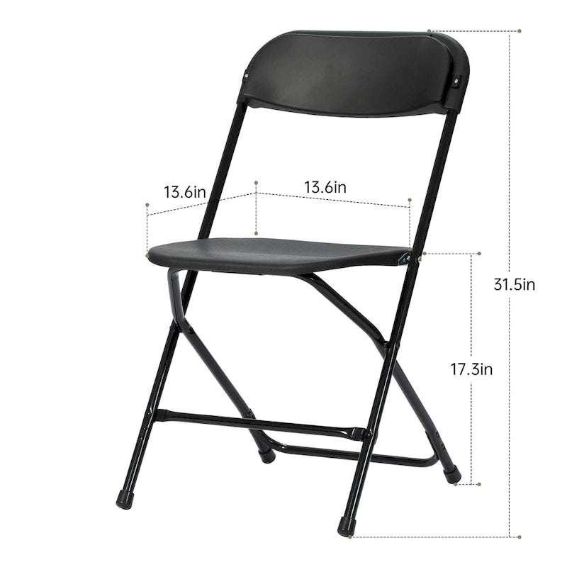 Chaise pliante en plastique, lot de 10, capacité de 158 kg pour événements, bureau, mariage, fête, pique-nique, cuisine, salle à manger