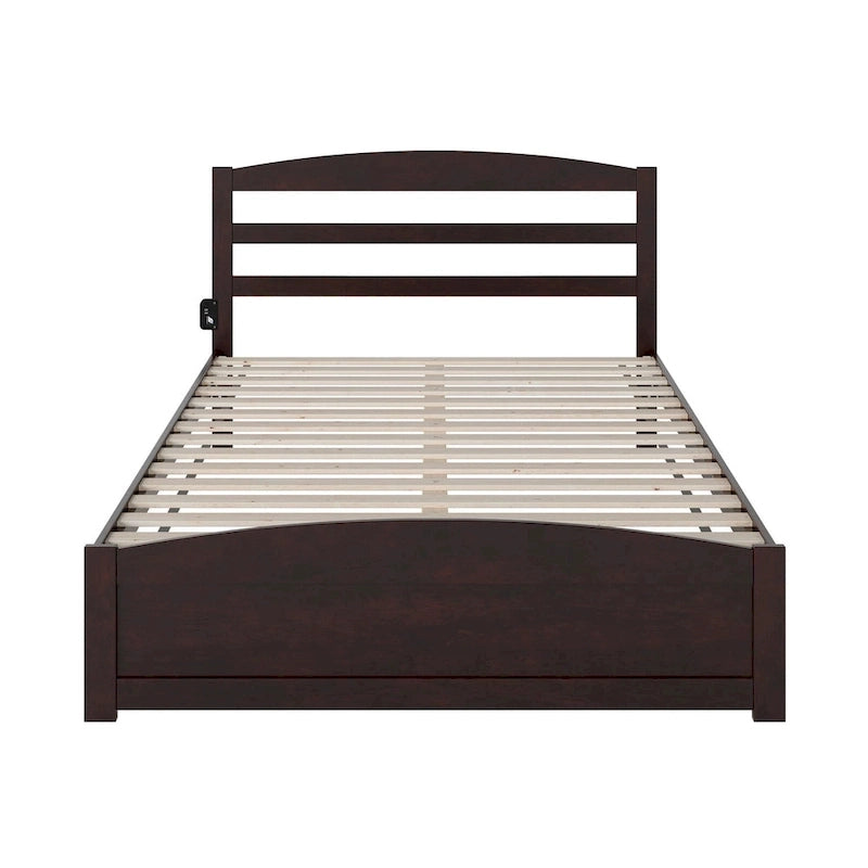 Lit plateforme en bois massif avec pied de lit