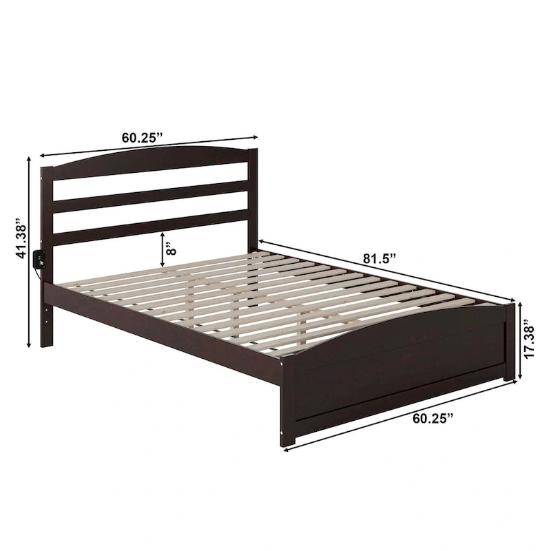 Lit plateforme en bois massif avec pied de lit