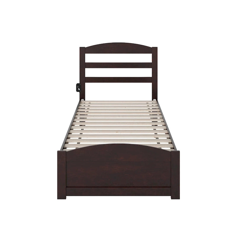 Lit plateforme en bois massif avec pied de lit