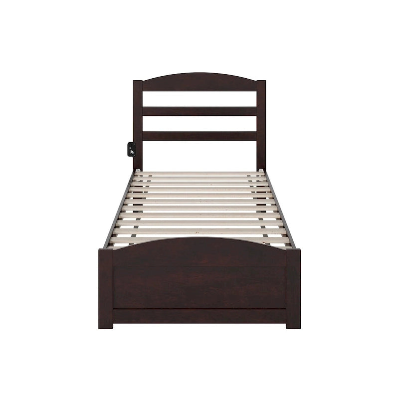 Lit plateforme en bois massif avec pied de lit