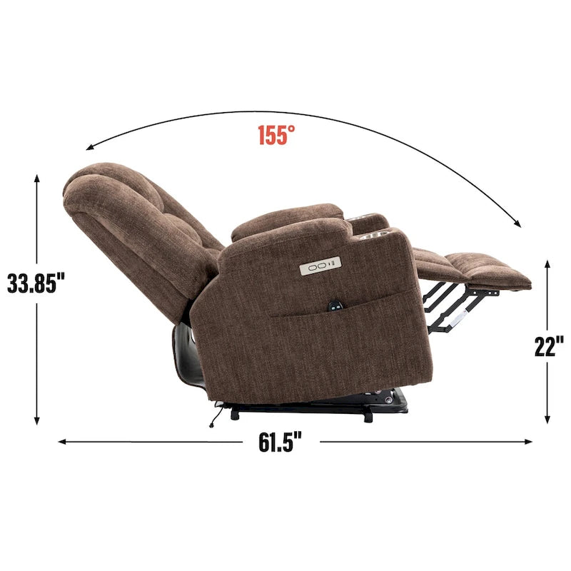 Grand fauteuil inclinable électrique avec massage et chauffage pour personnes âgées, fauteuil inclinable large surdimensionné, mécanisme de mouvement robuste