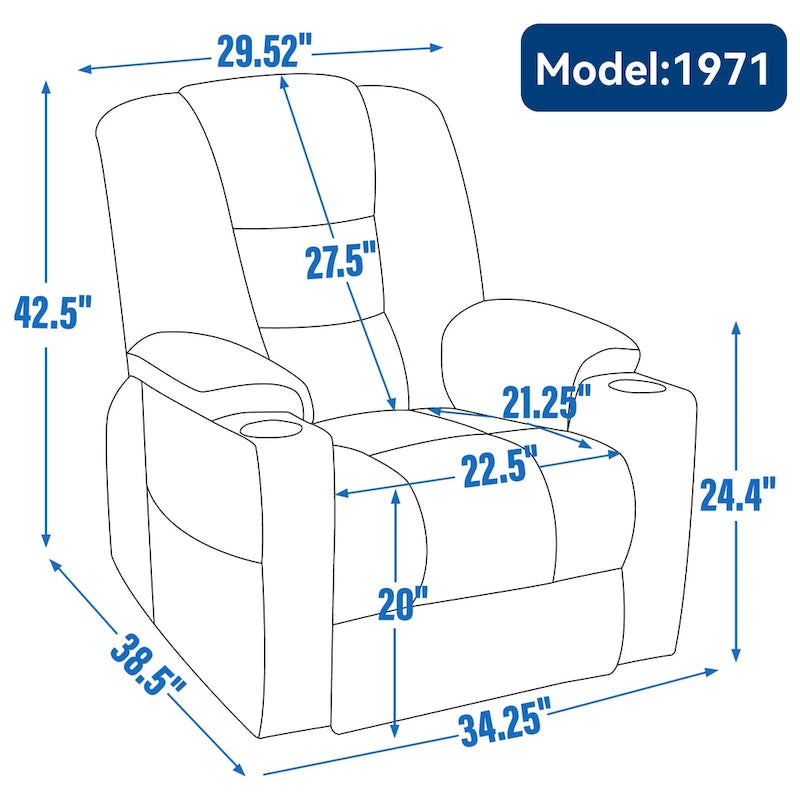 Grand fauteuil inclinable électrique avec massage et chauffage pour personnes âgées, fauteuil inclinable large surdimensionné, mécanisme de mouvement robuste