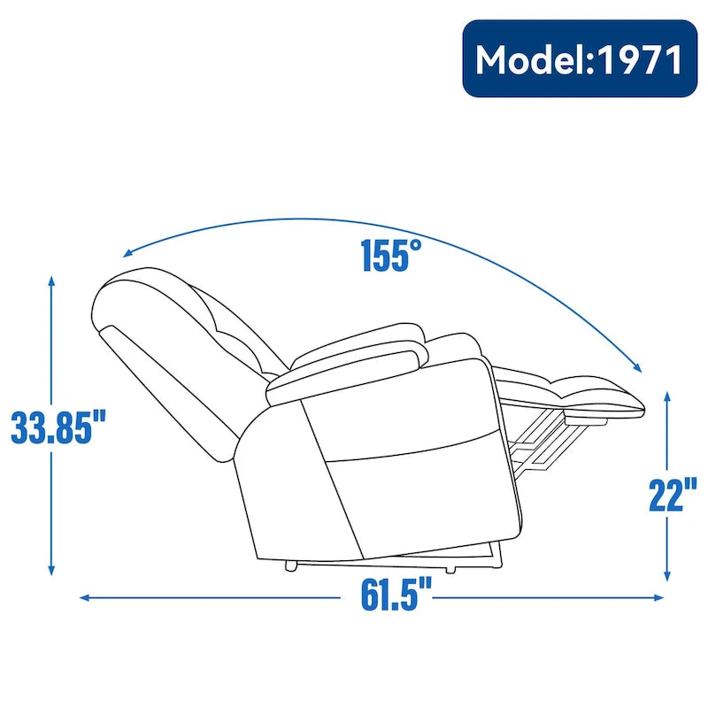 Grand fauteuil inclinable électrique avec massage et chauffage pour personnes âgées, fauteuil inclinable large surdimensionné, mécanisme de mouvement robuste