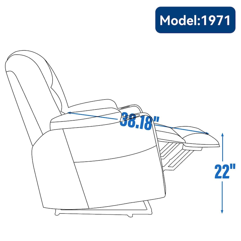 Grand fauteuil inclinable électrique avec massage et chauffage pour personnes âgées, fauteuil inclinable large surdimensionné, mécanisme de mouvement robuste