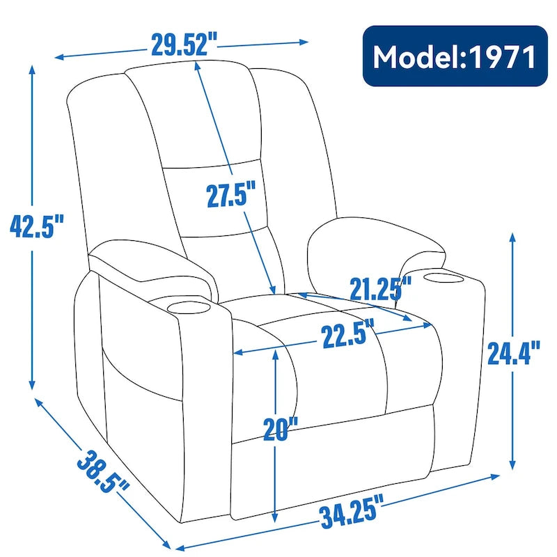 Grand fauteuil inclinable électrique avec massage et chauffage pour personnes âgées, fauteuil inclinable large surdimensionné, mécanisme de mouvement robuste