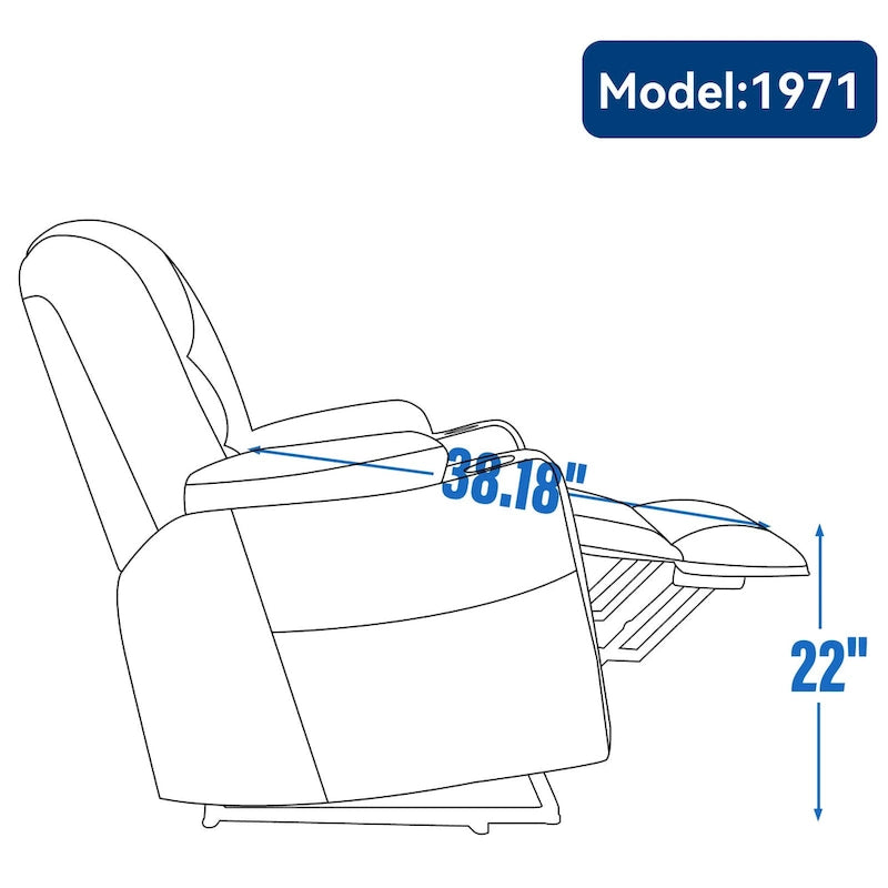 Grand fauteuil inclinable électrique avec massage et chauffage pour personnes âgées, fauteuil inclinable large surdimensionné, mécanisme de mouvement robuste