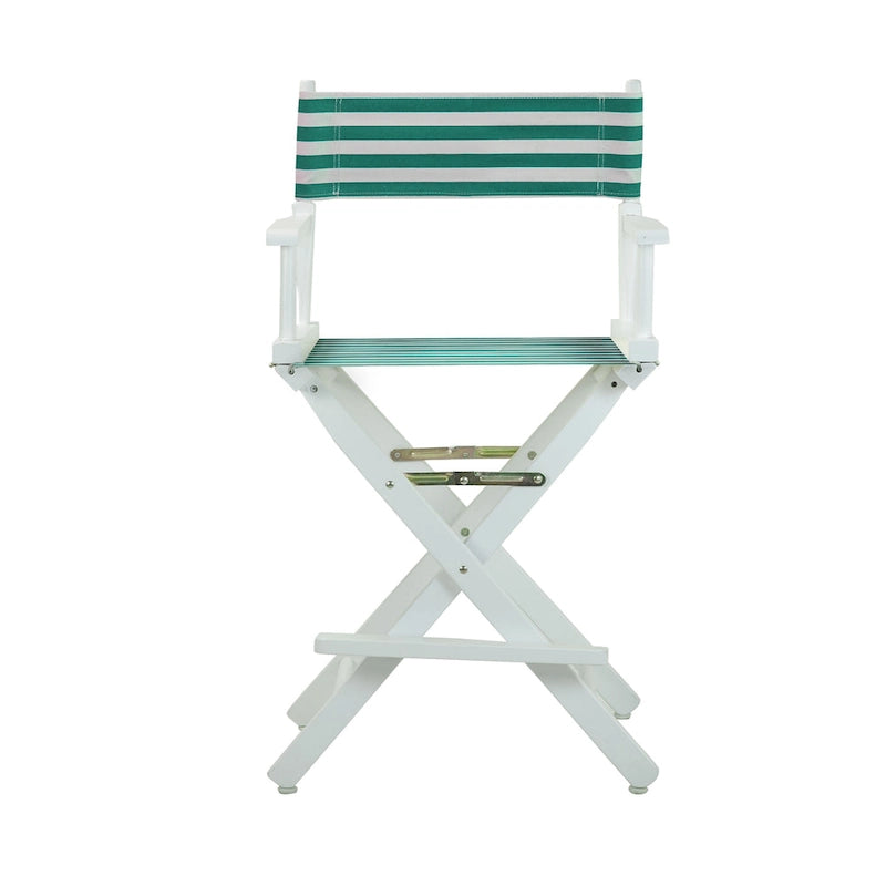 24 Chaise de réalisateur cadre blanc - tissu bleu sarcelle Cabana - 23L x 19P x 39.5H