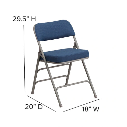 Lot de 2 chaises pliantes en métal, rembourrées en tissu, incurvées, à triple renfort et charnières