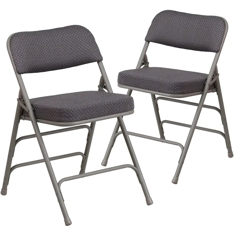 Lot de 2 chaises pliantes en métal, rembourrées en tissu, incurvées, à triple renfort et charnières