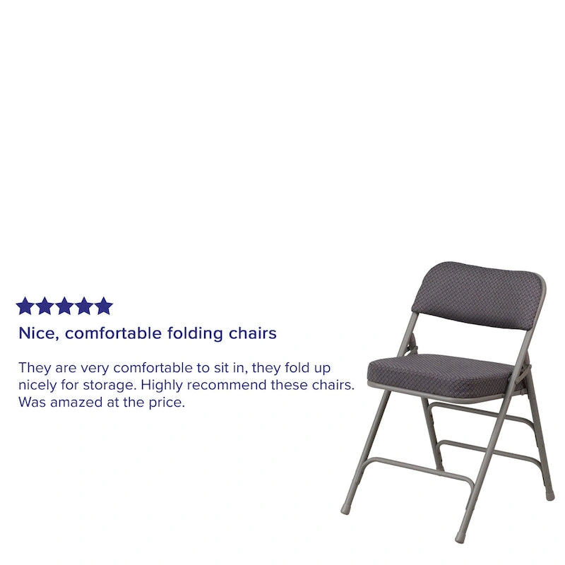 Lot de 2 chaises pliantes en métal, rembourrées en tissu, incurvées, à triple renfort et charnières