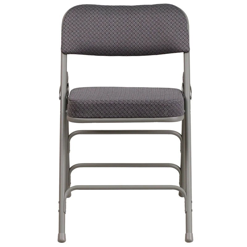 Lot de 2 chaises pliantes en métal, rembourrées en tissu, incurvées, à triple renfort et charnières