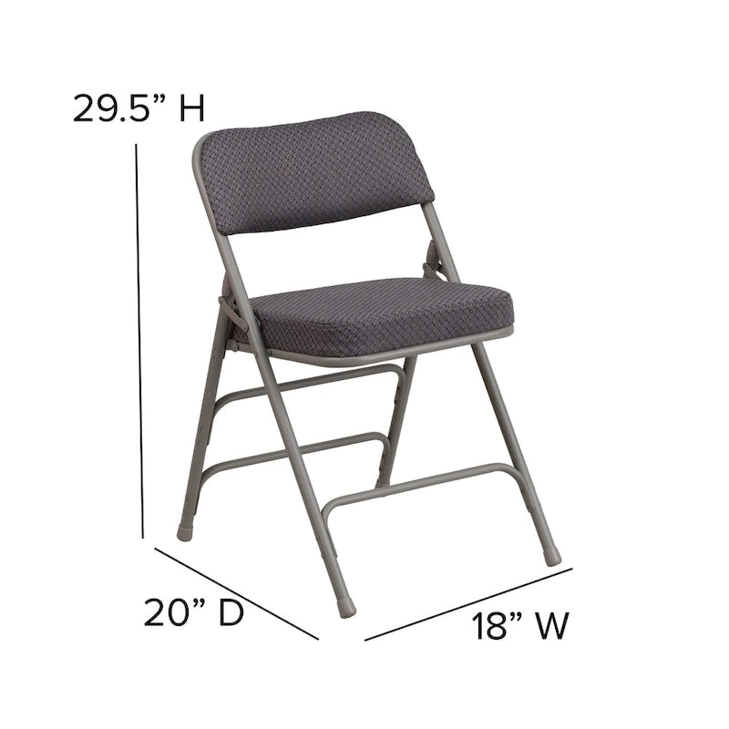 Lot de 2 chaises pliantes en métal, rembourrées en tissu, incurvées, à triple renfort et charnières