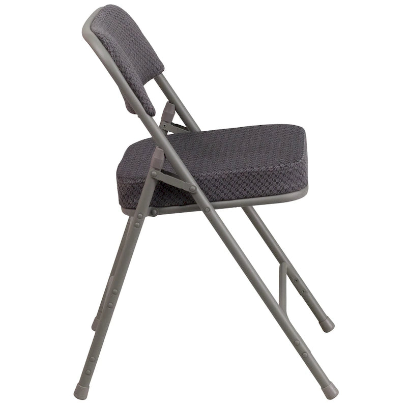 Lot de 2 chaises pliantes en métal, rembourrées en tissu, incurvées, à triple renfort et charnières