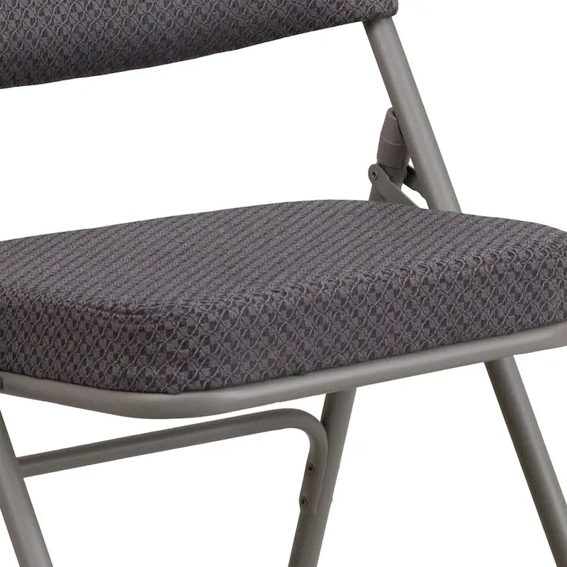 Lot de 2 chaises pliantes en métal, rembourrées en tissu, incurvées, à triple renfort et charnières
