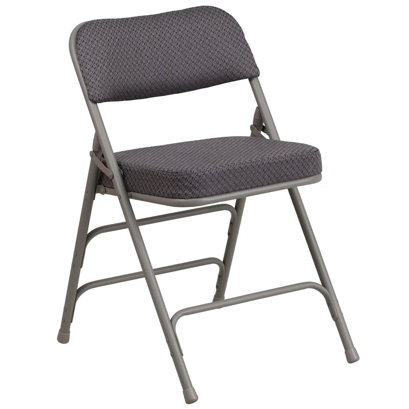 Lot de 2 chaises pliantes en métal, rembourrées en tissu, incurvées, à triple renfort et charnières