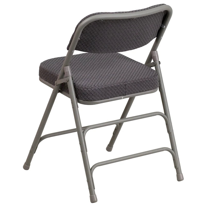Lot de 2 chaises pliantes en métal, rembourrées en tissu, incurvées, à triple renfort et charnières