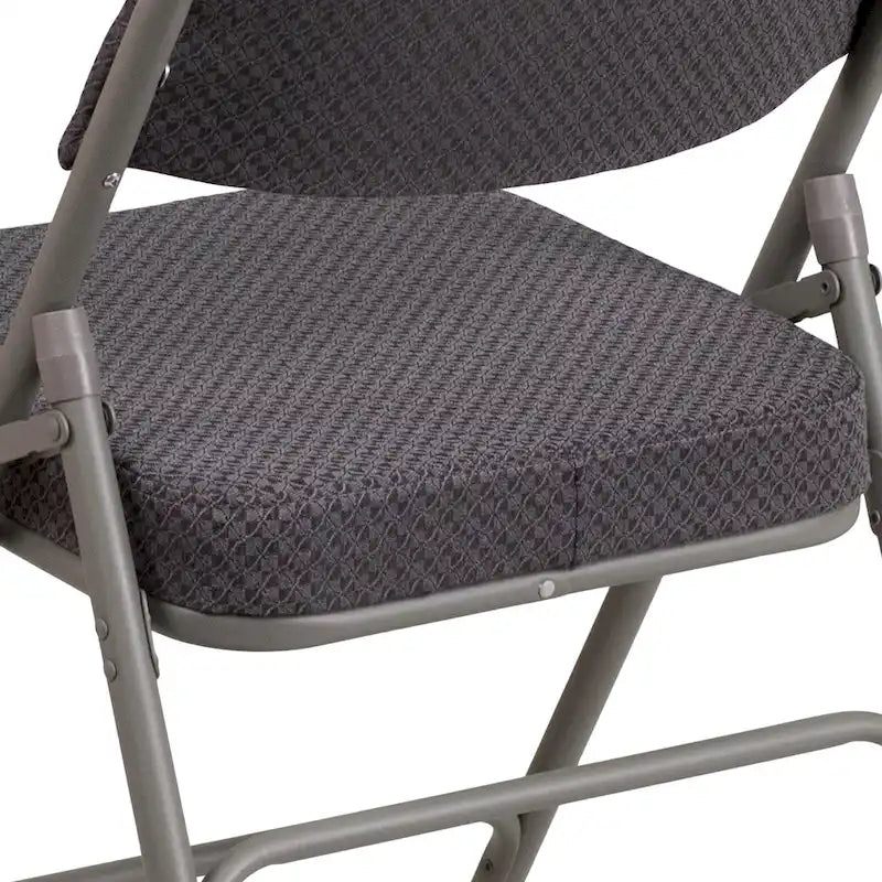 Lot de 2 chaises pliantes en métal, rembourrées en tissu, incurvées, à triple renfort et charnières