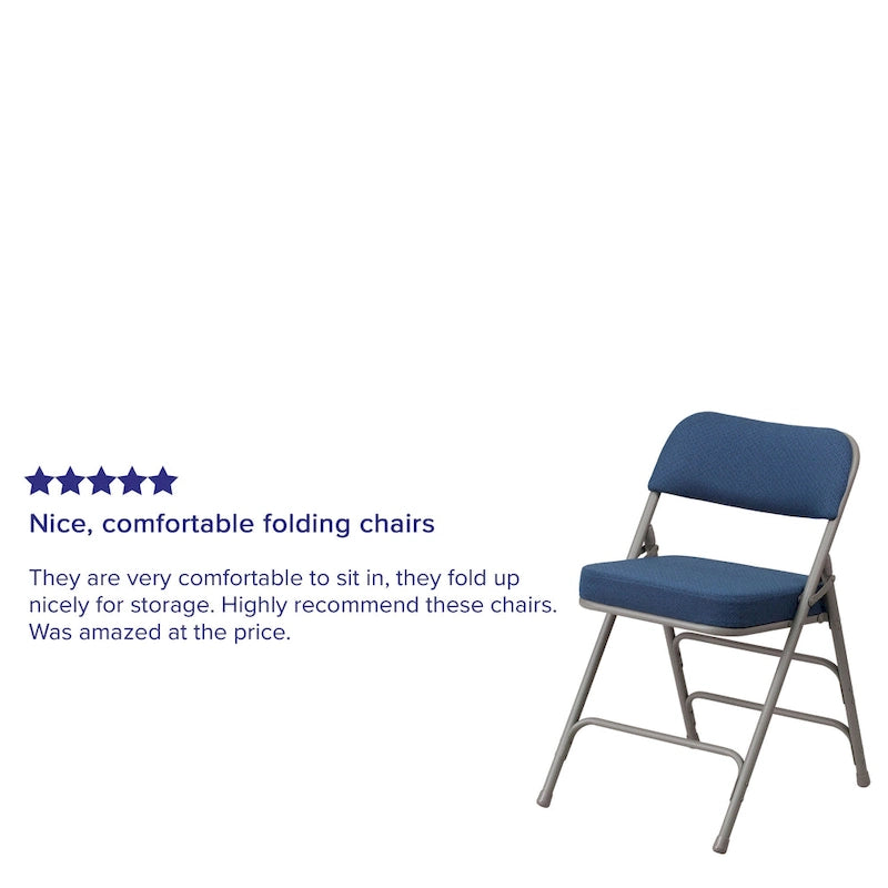 Lot de 2 chaises pliantes en métal, rembourrées en tissu, incurvées, à triple renfort et charnières